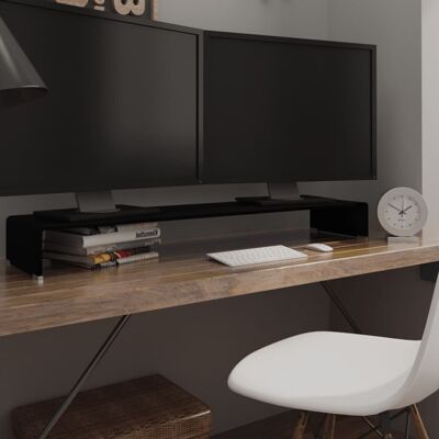 vidaXL TV Stand/Monitor Riser TV Console Unit Entertainment Centre Glass Black vidaXL TV Stand/Monitor Riser TV Console Unit Entertainment Centre Glass Black