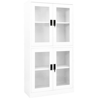 vidaXL Nova Office Cabinet White - Steel & Glass Storage vidaXL Nova Office Cabinet White - Steel & Glass Storage