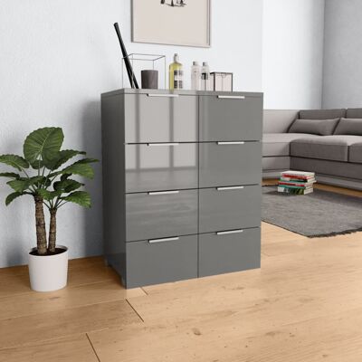 vidaXL Grey High Gloss Modern Sideboard - 8 Drawers - Durable Engineered Wood vidaXL Grey High Gloss Modern Sideboard - 8 Drawers - Durable Engineered Wood