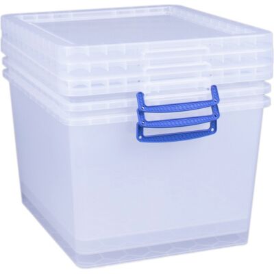 Really Useful Set Of 3 33.5 Litre Plastic Nesting Boxes - Clear Really Useful Set Of 3 33.5 Litre Plastic Nesting Boxes - Clear