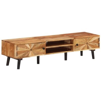 vidaXL Solid Acacia Wood TV Cabinet - 145x35x35 cm - Living Room Media Unit vidaXL Solid Acacia Wood TV Cabinet - 145x35x35 cm - Living Room Media Unit