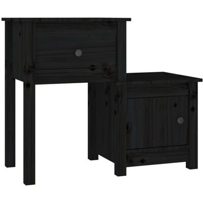 (Black, 1) vidaXL 1/2x Solid Wood Pine Bedside Cabinet End Table Cabinet Multi C (Black, 1) vidaXL 1/2x Solid Wood Pine Bedside Cabinet End Table Cabinet Multi C
