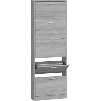 VidaXL Grey Sonoma Shoe Cabinet 59x17x169 cm Modern Storage Organiser VidaXL Grey Sonoma Shoe Cabinet 59x17x169 cm Modern Storage Organiser