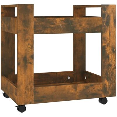 vidaXL Desk Trolley Smoked Oak Engineered Wood - Desk Storage vidaXL Desk Trolley Smoked Oak Engineered Wood - Desk Storage