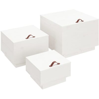 vidaXL 3x Solid Wood Pine Storage Boxes with Lids - Storage Boxes vidaXL 3x Solid Wood Pine Storage Boxes with Lids - Storage Boxes