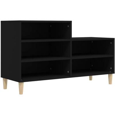 vidaXL Black Engineered Wood Shoe Cabinet - Shoe Storage Rack vidaXL Black Engineered Wood Shoe Cabinet - Shoe Storage Rack