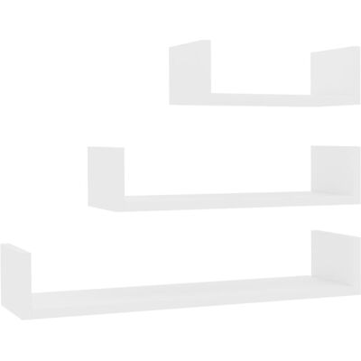 vidaXL 3x Wall Display Shelf White Engineered Wood Floating Shelf Wall Shelf vidaXL 3x Wall Display Shelf White Engineered Wood Floating Shelf Wall Shelf