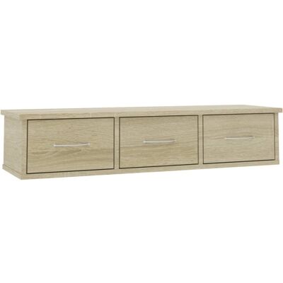 vidaXL Wall-mounted Drawer Shelf Engineered Wood Sonoma Oak Floating Shelf vidaXL Wall-mounted Drawer Shelf Engineered Wood Sonoma Oak Floating Shelf