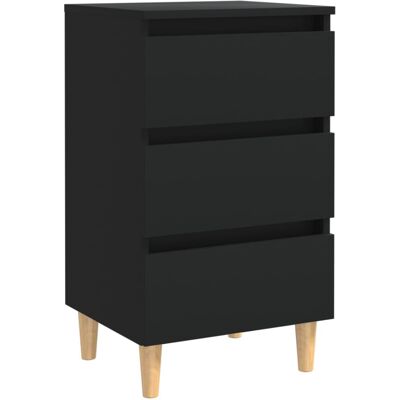 vidaXL Bed Cabinet with Solid Wood Legs Black Side Table Nightstand Bedroom vidaXL Bed Cabinet with Solid Wood Legs Black Side Table Nightstand Bedroom