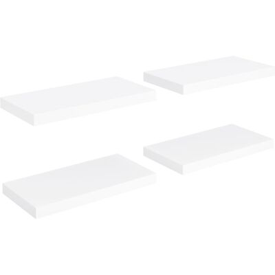 vidaXL 4x Floating Wall Shelves White 50x23x3.8 cm MDF Display Bookcase Ledge - Wall Shelves vidaXL 4x Floating Wall Shelves White 50x23x3.8 cm MDF Display Bookcase Ledge - Wall Shelves