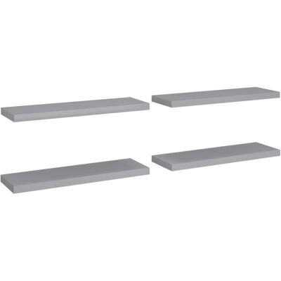 vidaXL 4x Floating Wall Shelves Grey - Wall Shelves vidaXL 4x Floating Wall Shelves Grey - Wall Shelves