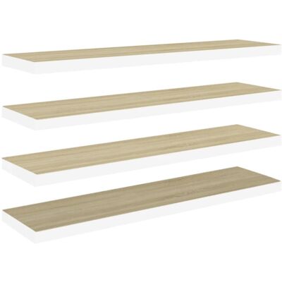 vidaXL Floating Shelves - 4 pcs, Oak & White - Wall Shelf vidaXL Floating Shelves - 4 pcs, Oak & White - Wall Shelf