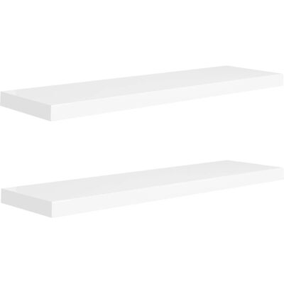 vidaXL 2x Floating Wall Shelves White 90x23.5x3.8 cm MDF Display Rack vidaXL 2x Floating Wall Shelves White 90x23.5x3.8 cm MDF Display Rack