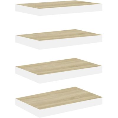 vidaXL White and Oak Wall Shelves - Wall Shelves vidaXL White and Oak Wall Shelves - Wall Shelves