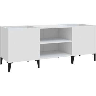 vidaXL Record Cabinet White 121x38x48 cm Engineered Wood - Record Storage vidaXL Record Cabinet White 121x38x48 cm Engineered Wood - Record Storage