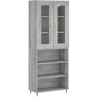 vidaXL Grey Sonoma Highboard 69.5x34x180 cm Engineered Wood - Sideboard vidaXL Grey Sonoma Highboard 69.5x34x180 cm Engineered Wood - Sideboard
