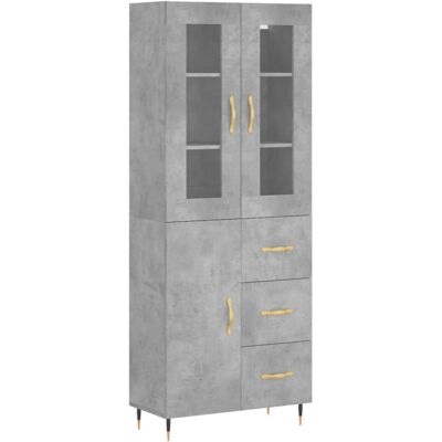 VidaXL Concrete Grey Highboard with 3 Drawers & 1 Door - Storage Cabinet VidaXL Concrete Grey Highboard with 3 Drawers & 1 Door - Storage Cabinet