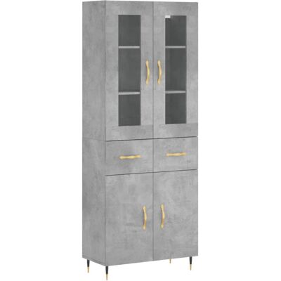 vidaXL Highboard 69.5x34x180cm - Grey - Sideboard with 2 Doors & 2 Drawers vidaXL Highboard 69.5x34x180cm - Grey - Sideboard with 2 Doors & 2 Drawers