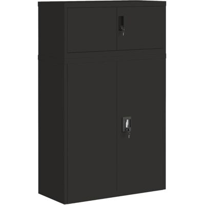 vidaXL Black Steel File Cabinet 90x40x145 cm Office Storage - File Cabinet vidaXL Black Steel File Cabinet 90x40x145 cm Office Storage - File Cabinet