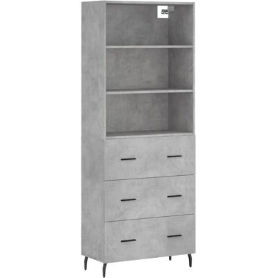 (concrete grey, 3 drawers) vidaXL Highboard Sideboard Storage Cabinet High Gloss (concrete grey, 3 drawers) vidaXL Highboard Sideboard Storage Cabinet High Gloss