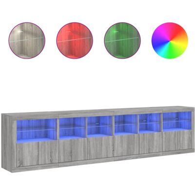 vidaXL Grey Sonoma Sideboard with LED Lights - Sideboard vidaXL Grey Sonoma Sideboard with LED Lights - Sideboard