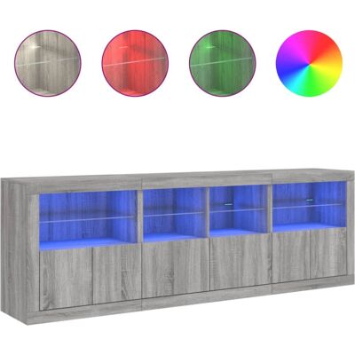 vidaXL Grey Sonoma Sideboard with LED Lights - Sideboard vidaXL Grey Sonoma Sideboard with LED Lights - Sideboard