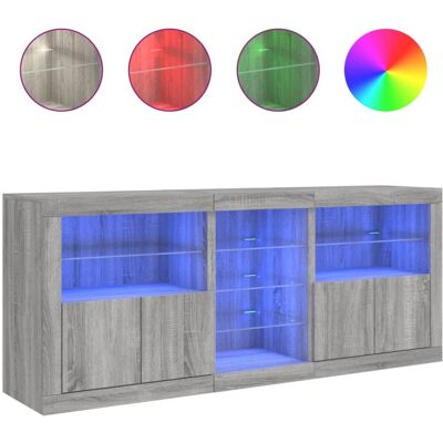 vidaXL Grey Sonoma Sideboard with LED Lights - Sideboard vidaXL Grey Sonoma Sideboard with LED Lights - Sideboard