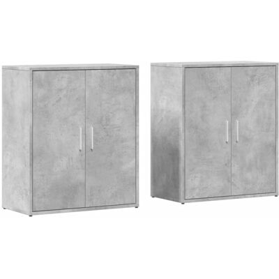 vidaXL Sideboards Storage Cupboard Cabinet 2 pcs Concrete Grey Engineered Wood - Sideboard vidaXL Sideboards Storage Cupboard Cabinet 2 pcs Concrete Grey Engineered Wood - Sideboard