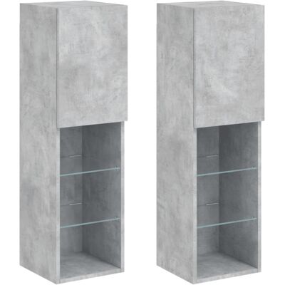 vidaXL Concrete Grey TV Cabinets with LED Lights - 2 pcs vidaXL Concrete Grey TV Cabinets with LED Lights - 2 pcs