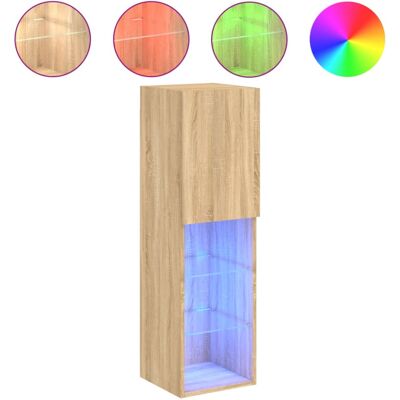 vidaXL TV Cabinet with LED Lights Sonoma Oak 30.5x30x102 cm - TV Type vidaXL TV Cabinet with LED Lights Sonoma Oak 30.5x30x102 cm - TV Type