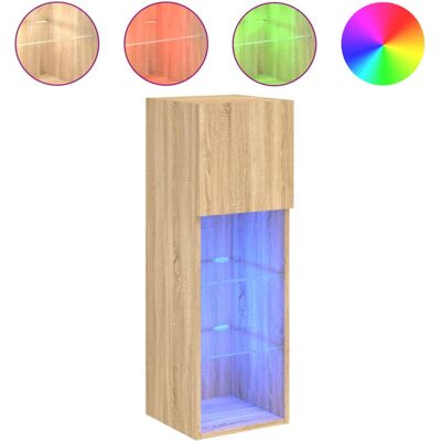 vidaXL Sonoma Oak TV Cabinet with LED Lights - 30.5x30x90 cm vidaXL Sonoma Oak TV Cabinet with LED Lights - 30.5x30x90 cm