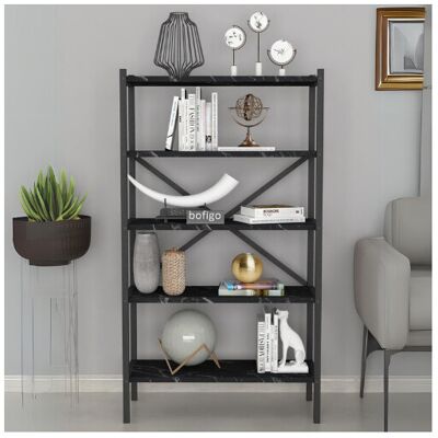 URBN Living - Black Marble - 5-Shelf - Metal Frame - Bookcase URBN Living - Black Marble - 5-Shelf - Metal Frame - Bookcase
