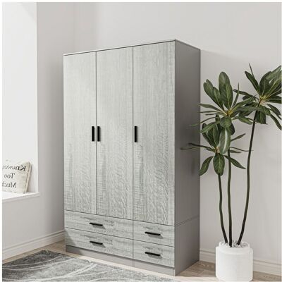 URBN Living - 3 Door 4 Drawer - Grey & Ash Grey - Wardrobe URBN Living - 3 Door 4 Drawer - Grey & Ash Grey - Wardrobe