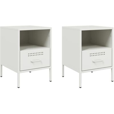 vidaXL Nightstand 2 pcs White Cold-rolled Steel - Nightstand vidaXL Nightstand 2 pcs White Cold-rolled Steel - Nightstand