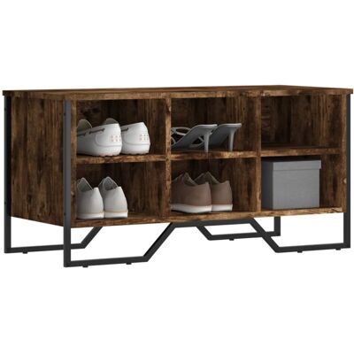 vidaXL Smoked Oak Shoe Cabinet - Shoe Storage Furniture vidaXL Smoked Oak Shoe Cabinet - Shoe Storage Furniture