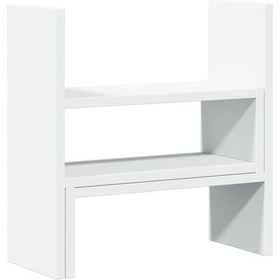 vidaXL Desk Organiser Adjustable File Desktop Shelf White Engineered Wood vidaXL Desk Organiser Adjustable File Desktop Shelf White Engineered Wood