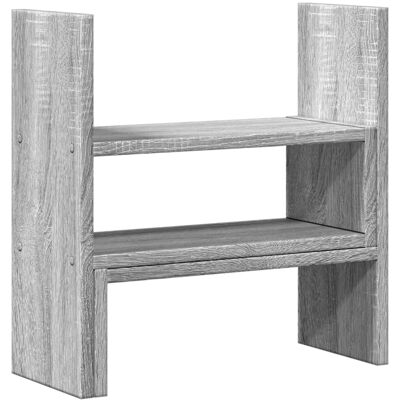 vidaXL Desk Organiser Adjustable Desktop Shelf Grey Sonoma Engineered Wood vidaXL Desk Organiser Adjustable Desktop Shelf Grey Sonoma Engineered Wood