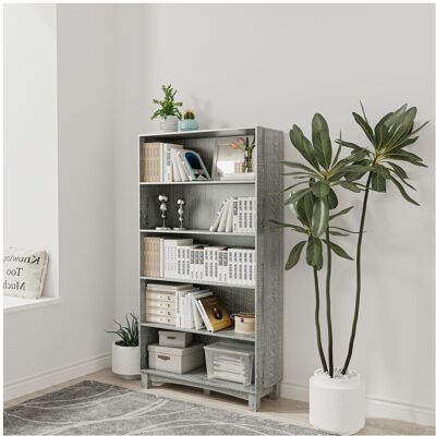 URBN Living - 5/6 Tier Bookcase - Ash Grey - Bookcase URBN Living - 5/6 Tier Bookcase - Ash Grey - Bookcase