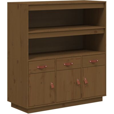 vidaXL Honey Brown Solid Wood Pine Highboard - Storage Cupboard vidaXL Honey Brown Solid Wood Pine Highboard - Storage Cupboard