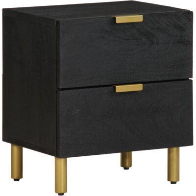 vidaXL Bedside Cabinet Black Solid Wood Mango - Bedside Table vidaXL Bedside Cabinet Black Solid Wood Mango - Bedside Table