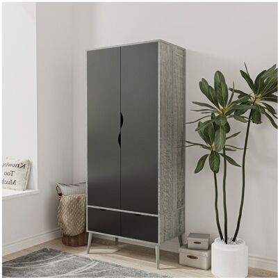 URBN Living - Wardrobe - Ash Grey Black - Scandi Legs - Wardrobe URBN Living - Wardrobe - Ash Grey Black - Scandi Legs - Wardrobe