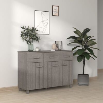 vidaXL Light Grey Pine Sideboard - Storage Furniture vidaXL Light Grey Pine Sideboard - Storage Furniture