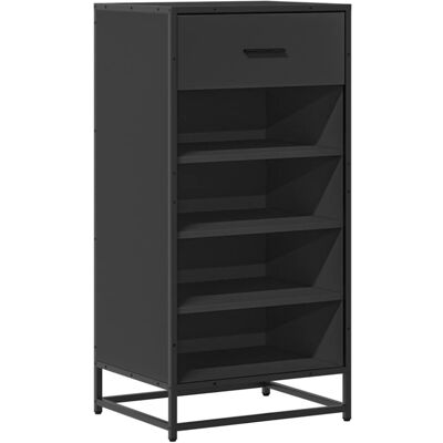 vidaXL Black Engineered Wood Shoe Rack - Shoe Storage vidaXL Black Engineered Wood Shoe Rack - Shoe Storage