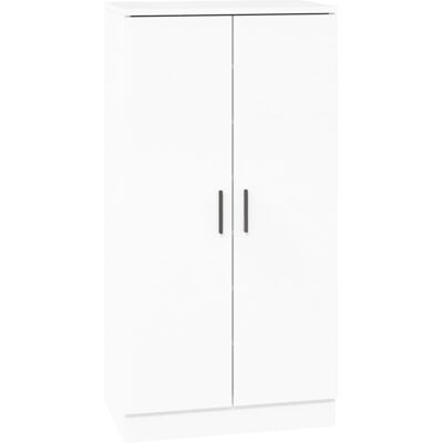 vidaXL Shoe Storage Cabinet - 7 Compartments - White Glossy - 55x35x108cm vidaXL Shoe Storage Cabinet - 7 Compartments - White Glossy - 55x35x108cm