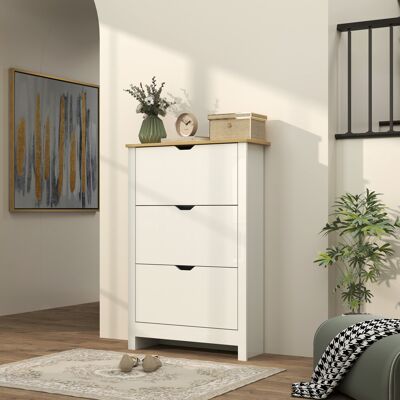 HOMCOM 18-Shoe Storage Cabinet 6 Shelves 3 Drawers Tabletop High Gloss White HOMCOM 18-Shoe Storage Cabinet 6 Shelves 3 Drawers Tabletop High Gloss White