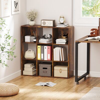 HOMCOM 9 Cube Storage Cupboard Bookcase Bookshelf Home Office, Rustic Brown HOMCOM 9 Cube Storage Cupboard Bookcase Bookshelf Home Office, Rustic Brown