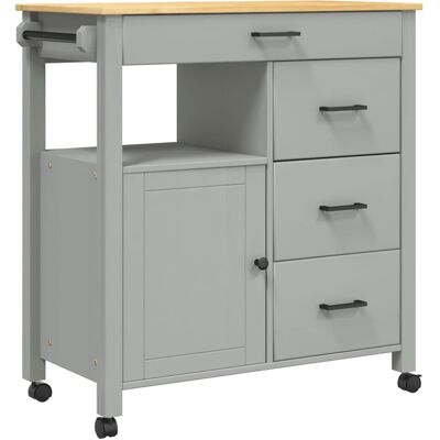 vidaXL Monza Kitchen Trolley - Solid Pine Wood Storage Cart vidaXL Monza Kitchen Trolley - Solid Pine Wood Storage Cart