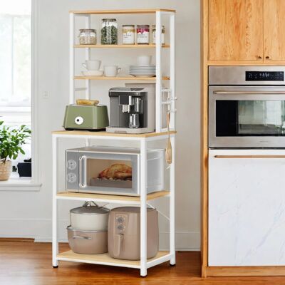 VASAGLE Kitchen Storage Rack, Coffee Bar, Baker s Rack, Total 6 Shelves and 6 Hooks, for VASAGLE Kitchen Storage Rack, Coffee Bar, Baker s Rack, Total 6 Shelves and 6 Hooks, for