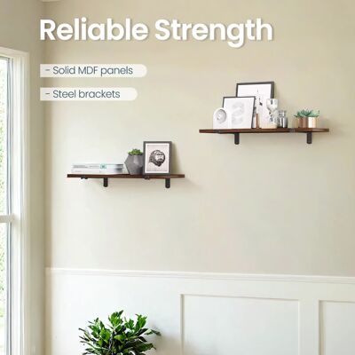 SONGMICS Wall Shelf Set - 2 Shelves, 60x20x7 cm, Retro Style, 15kg Load SONGMICS Wall Shelf Set - 2 Shelves, 60x20x7 cm, Retro Style, 15kg Load