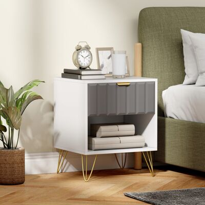 HOMCOM Bedside Drawers Modern Bedside Cabinet with Drawer and Handle, White HOMCOM Bedside Drawers Modern Bedside Cabinet with Drawer and Handle, White